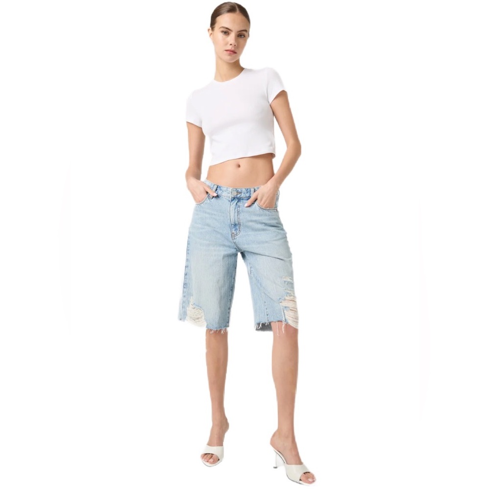 NWT Blank NYC The Leonard Distressed Bermuda Shorts Size 25